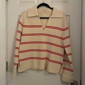 Arket Collared Cotton Striped Sweater